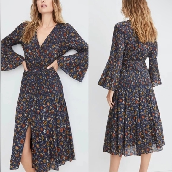 Veronica Beard Shireen Pleated Floral Midi-Dress Ink color Size 2 NWOT Romantic - Picture 14 of 15